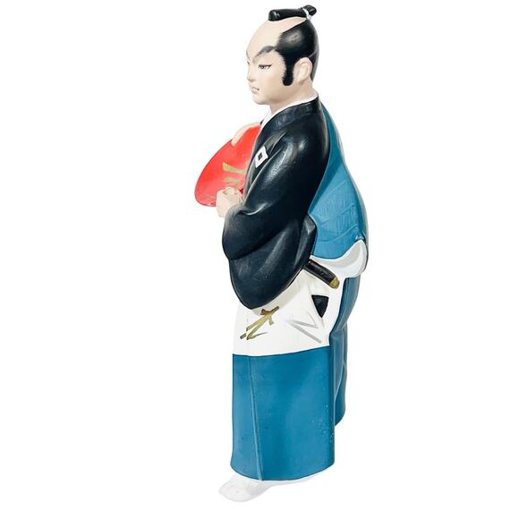 Japanese Vintage Hakata Urasaki Samurai Warrior Clay Doll Figurine with Base - Picture 4 of 16